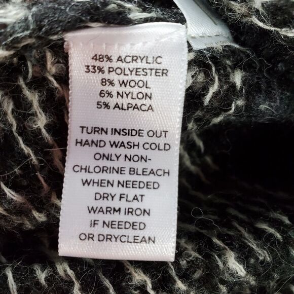 💜Loft Black & Gray Sparkly Colorblock Alpaca & Wool Cropped Sweater Medium - Picture 9 of 9